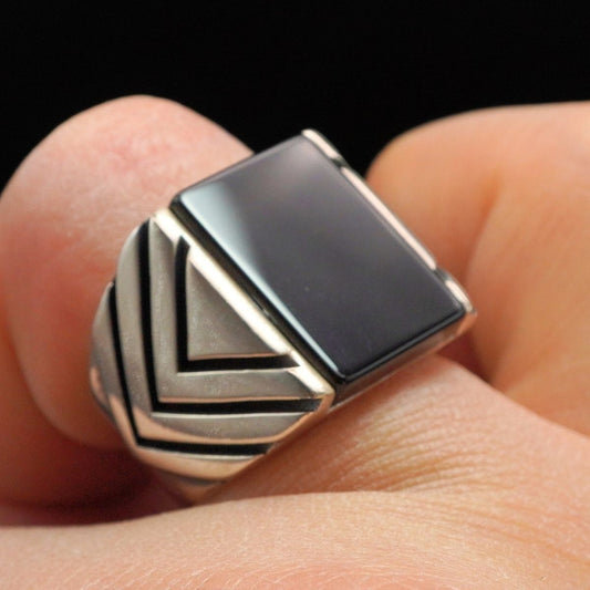 925 STERLING SILVER HANDMADE RING FOR MEN IN ONYX