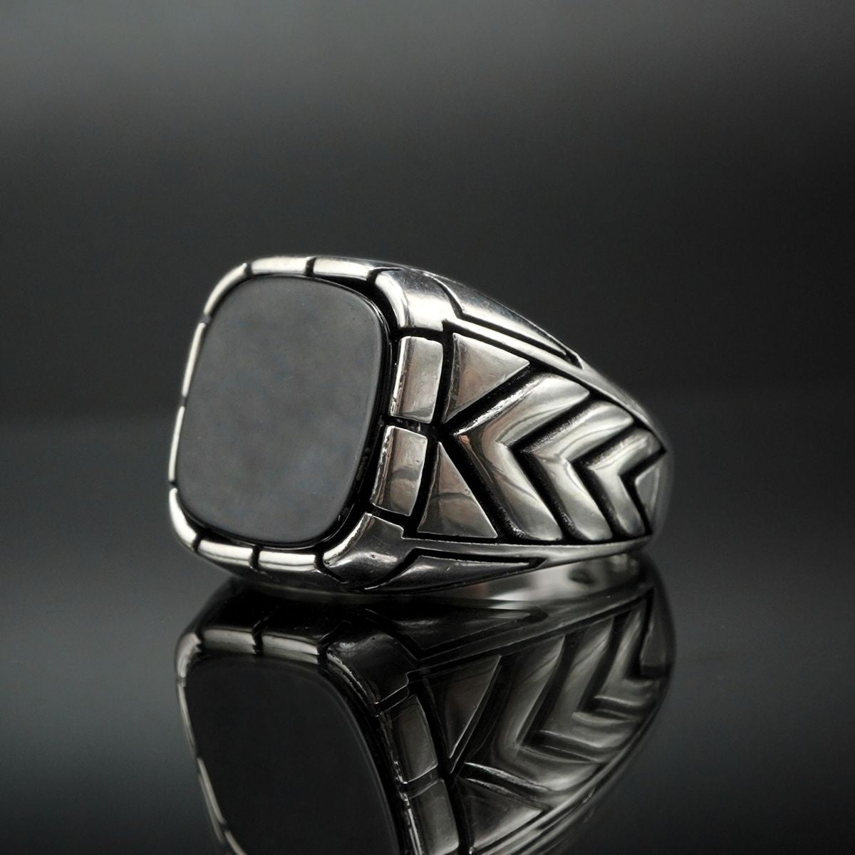 Chevron Black Men Ring