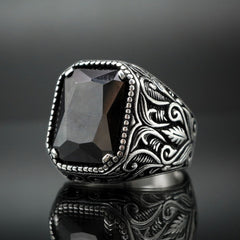 ONYX HANDMADE RING FOR MEN IN 925 SILVER