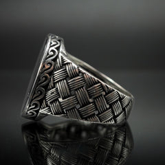 OVAL BLACK ONYX GEMSTONE 925 STERLING SILVER HANDMADE RING