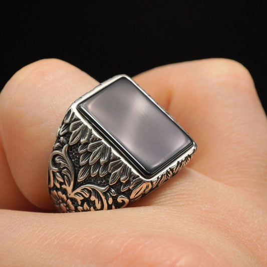 ONYX GEMSTONE 925 STERLING SILVER RING FOR MEN