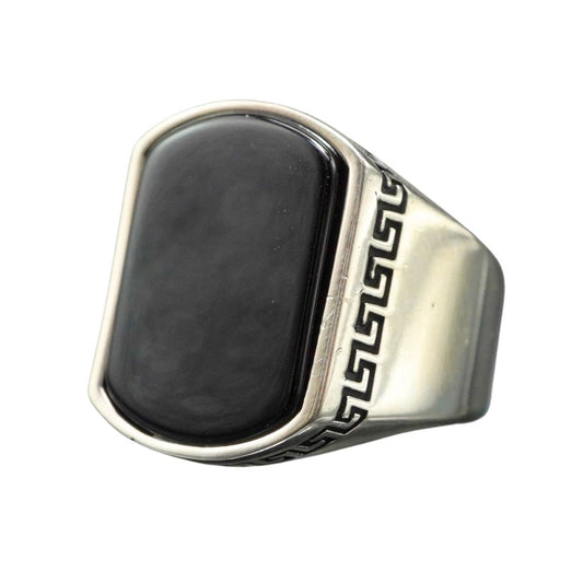 CLASSIC BLACK ONYX GEMSTONE 925 STERLING SILVER HANDMADE RING