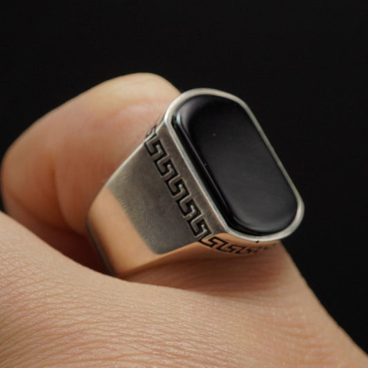 CLASSIC BLACK ONYX GEMSTONE 925 STERLING SILVER HANDMADE RING