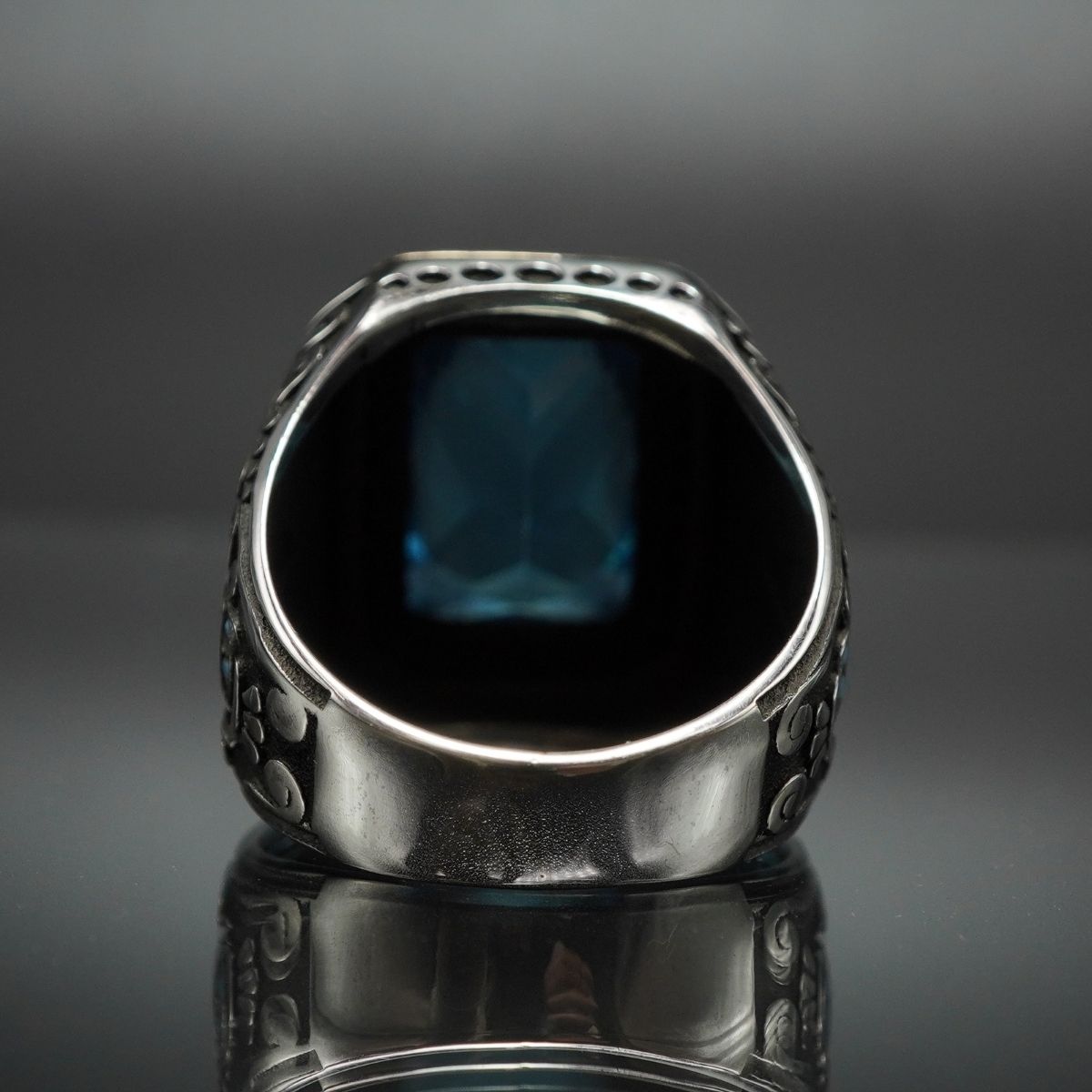 MEN HANDMADE AQUAMARINE GEMSTONE 925 STERLING SILVER RING