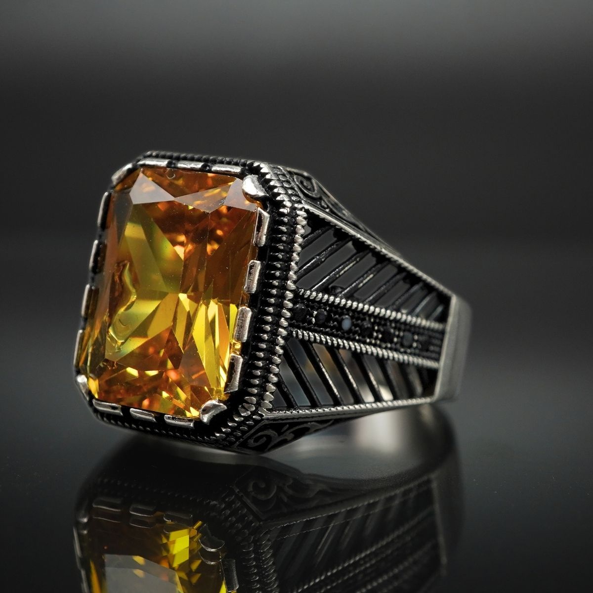 CITRINE 925 STERLING SILVER TURKISH HANDMADE RING