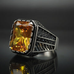 CITRINE 925 STERLING SILVER TURKISH HANDMADE RING