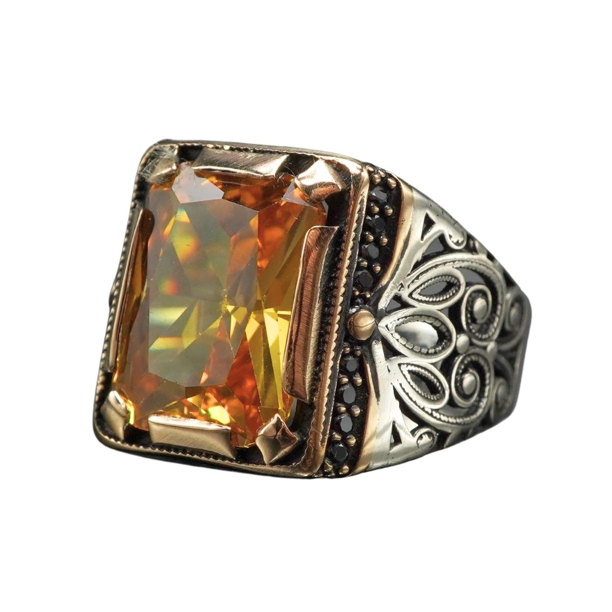 CITRINE RING FOR MEN IN 925 STERLING SILVER