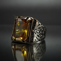 CITRINE GEMSTONE 925 STERLING SILVER HANDMADE RING