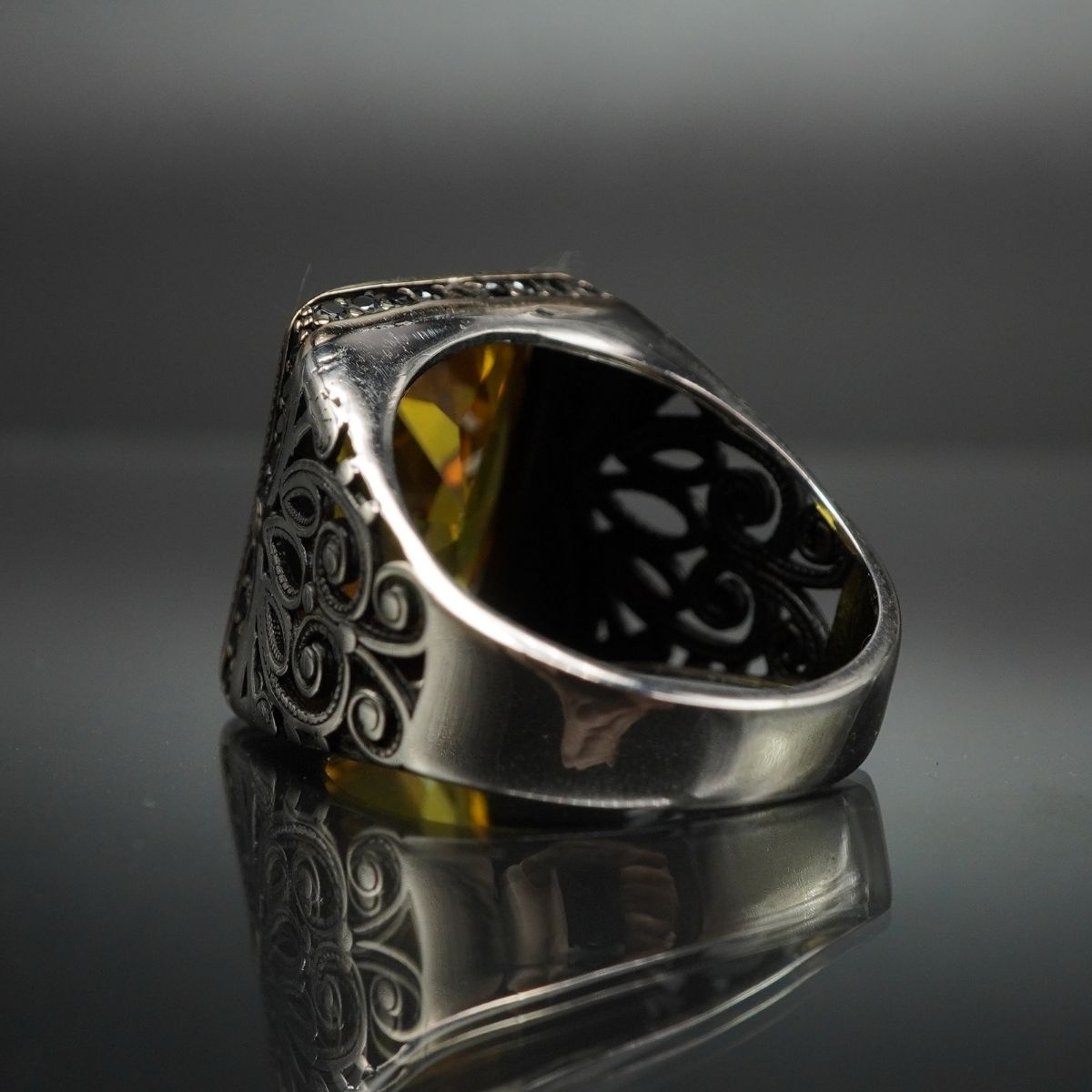 CITRINE RING FOR MEN IN 925 STERLING SILVER