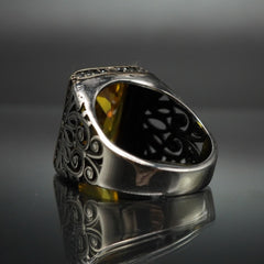 CITRINE RING FOR MEN IN 925 STERLING SILVER