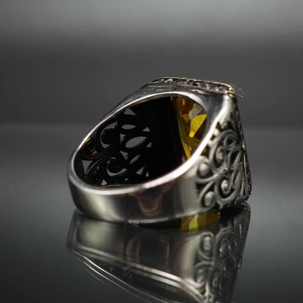 CITRINE RING FOR MEN IN 925 STERLING SILVER