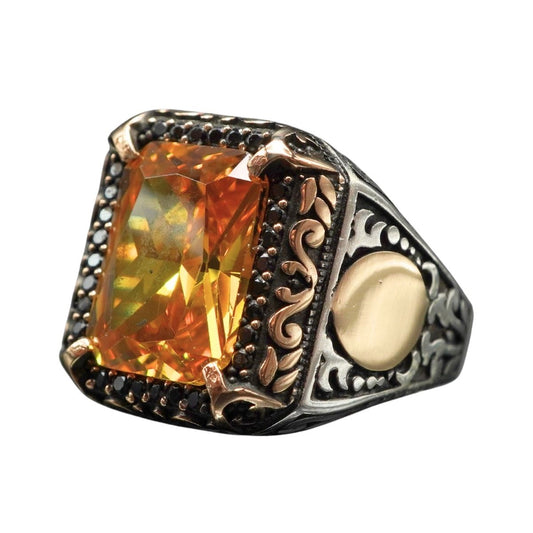 CITRINE 925 STERLING SILVER TURKISH HANDMADE RING