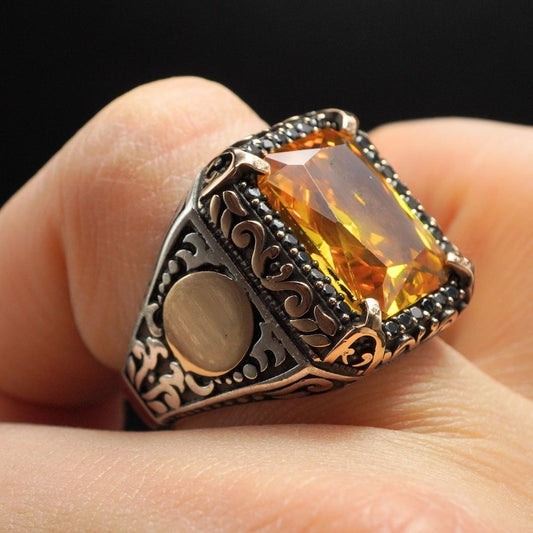 CITRINE 925 STERLING SILVER TURKISH HANDMADE RING