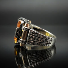 YELLOW CITRINE RING FOR MEN IN 925 SILVER