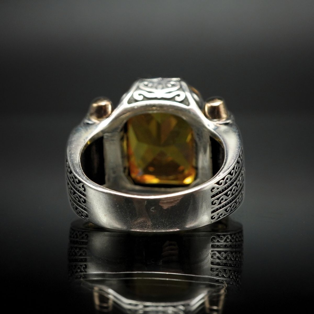 YELLOW CITRINE RING FOR MEN IN 925 SILVER