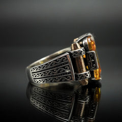 YELLOW CITRINE RING FOR MEN IN 925 SILVER