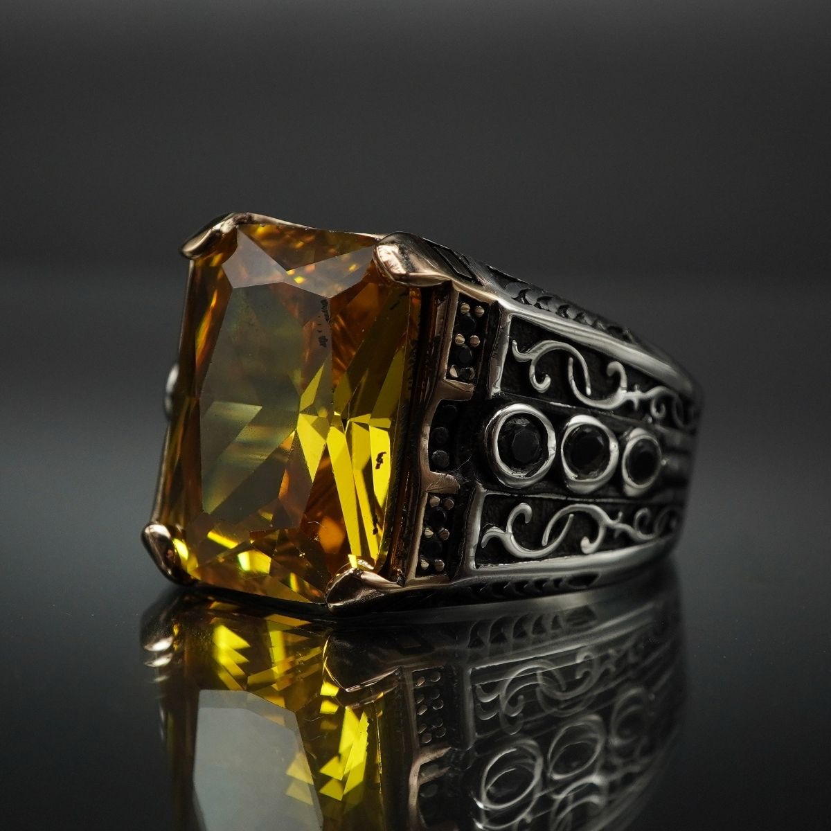 CITRINE YELLOW STONE 925 STERLING SILVER HANDMADE RING