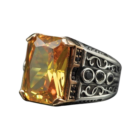 CITRINE GEMSTONE 925 STERLING SILVER HANDMADE RING