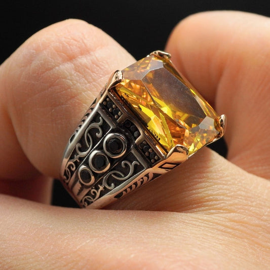 CITRINE GEMSTONE 925 STERLING SILVER HANDMADE RING
