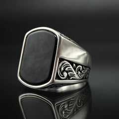 CLASSIC DAILY BLACK ONYX SILVER RING FOR MEN