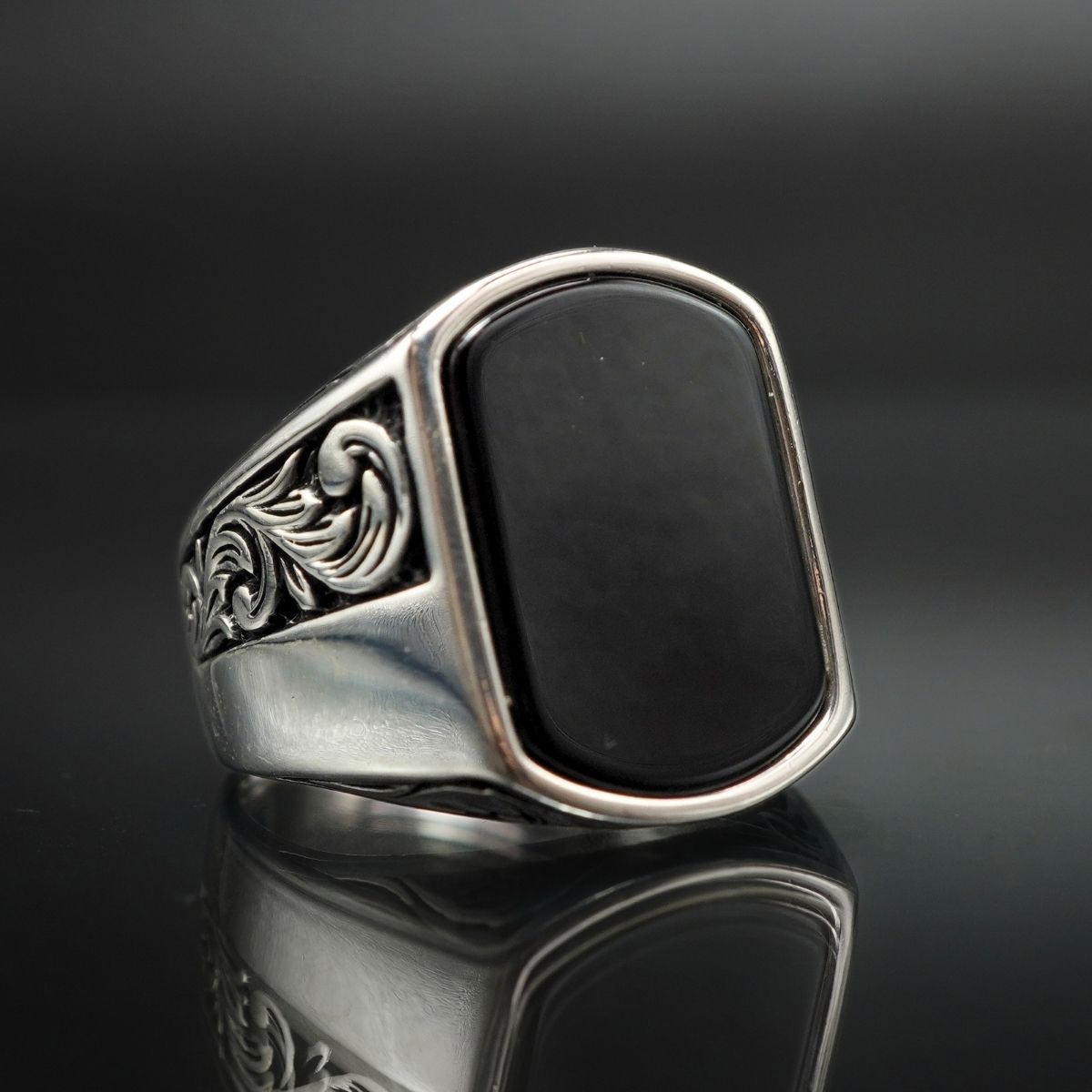 CLASSIC DAILY BLACK ONYX SILVER RING FOR MEN