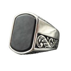 CLASSIC DAILY BLACK ONYX SILVER RING FOR MEN