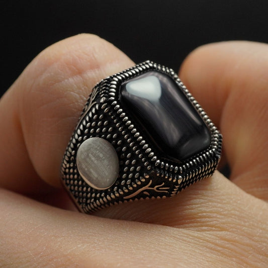 CLASSIC BLACK ONYX RING HANDMADE RING FOR MEN