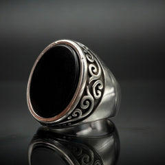 CLASSIC BLACK ONYX RING FOR MEN IN 925 STERLING SILVER