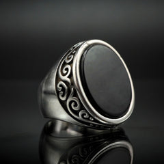 CLASSIC BLACK ONYX RING FOR MEN IN 925 STERLING SILVER