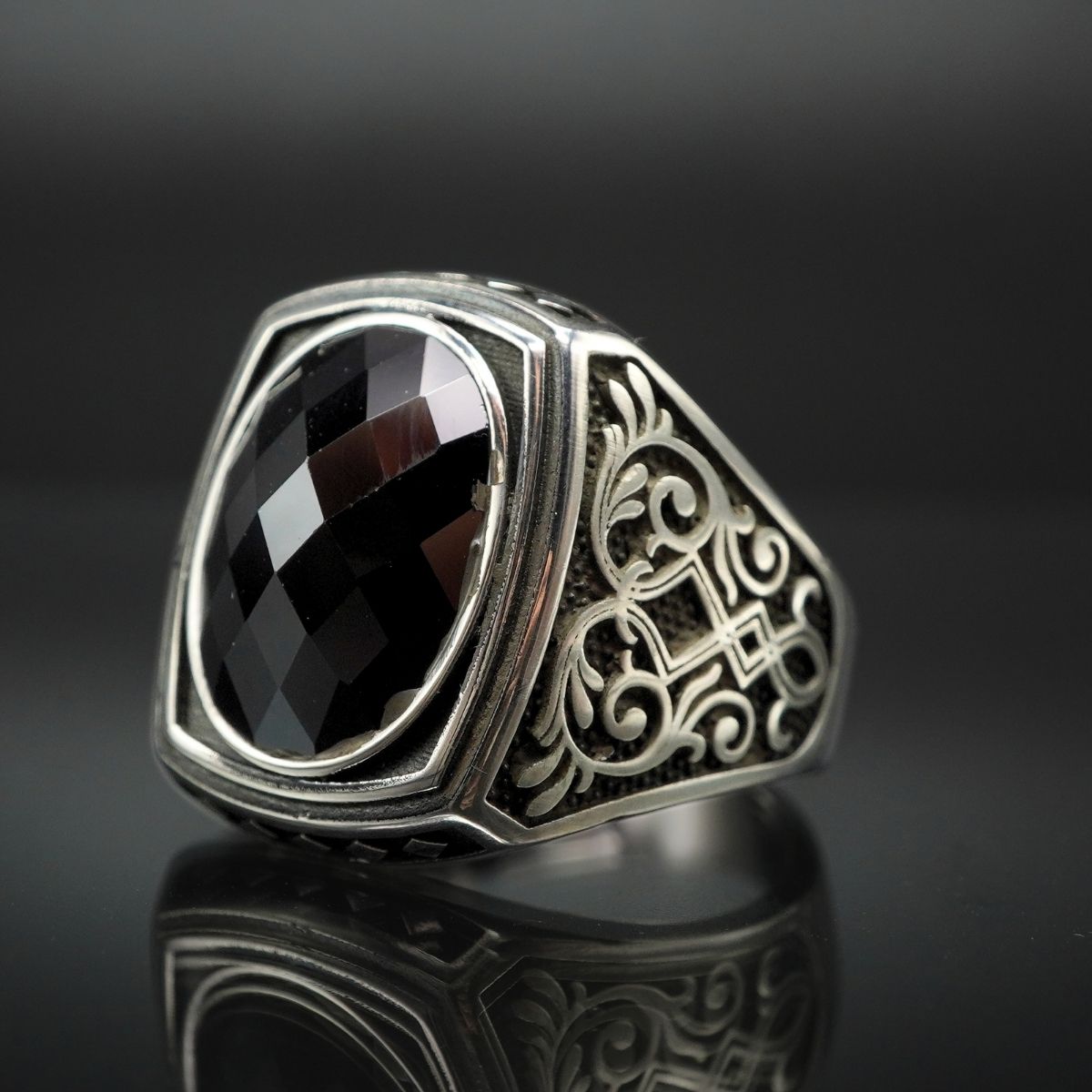 ONYX GEMSTONE 925 STERLING SILVER HANDMADE RING