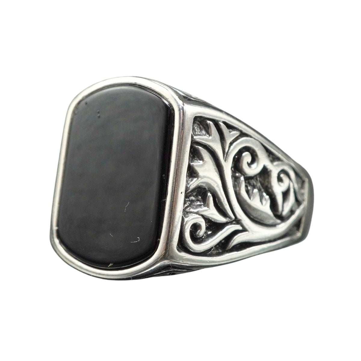 HANDMADE SILVER MEN RING IN BLACK ONYX GEMSTONE
