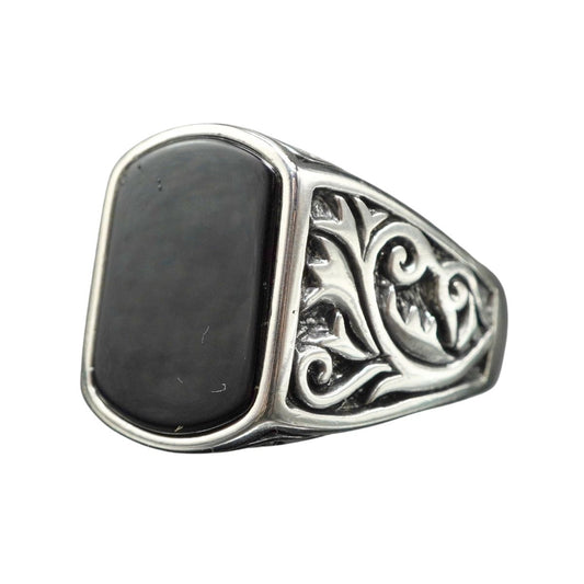 HANDMADE SILVER MEN RING IN BLACK ONYX GEMSTONE