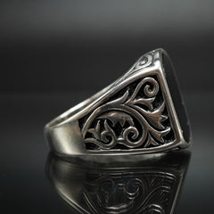 HANDMADE SILVER MEN RING IN BLACK ONYX GEMSTONE