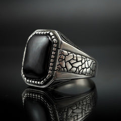 HANDMADE ONYX SILVER RING FOR MEN