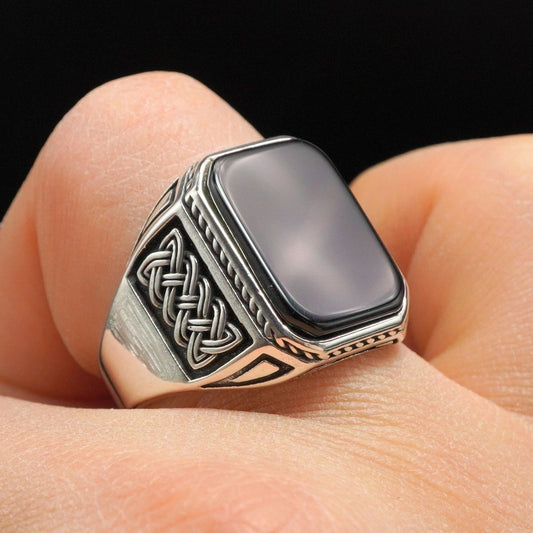 ONYX GEMSTONE 925 STERLING SILVER HANDMADE RING FOR MEN