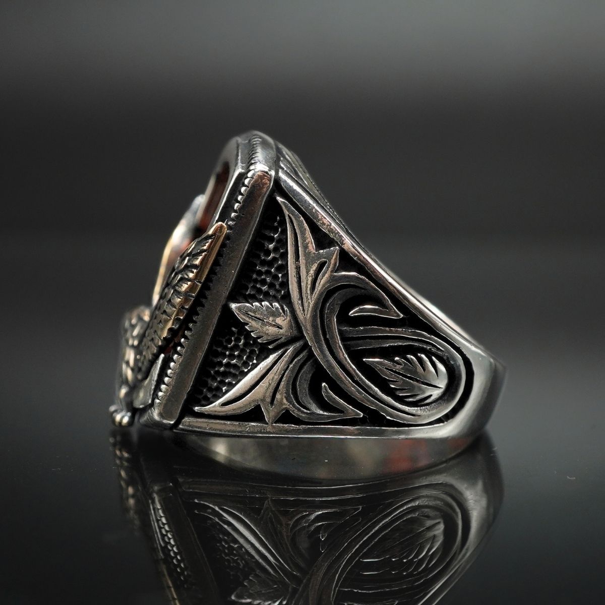 EAGLE AGATE STONE 925 STERLING SILVER RING