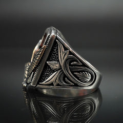 EAGLE AGATE STONE 925 STERLING SILVER RING