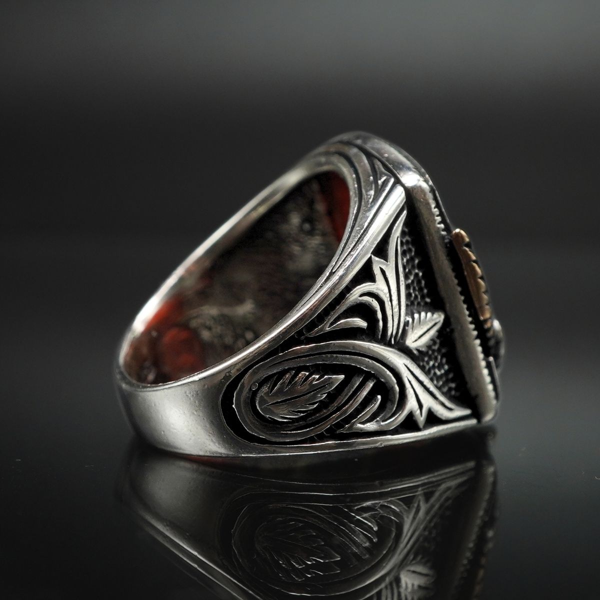 EAGLE AGATE STONE 925 STERLING SILVER RING