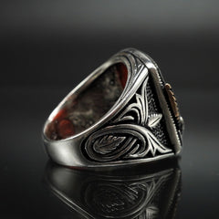 EAGLE AGATE STONE 925 STERLING SILVER RING
