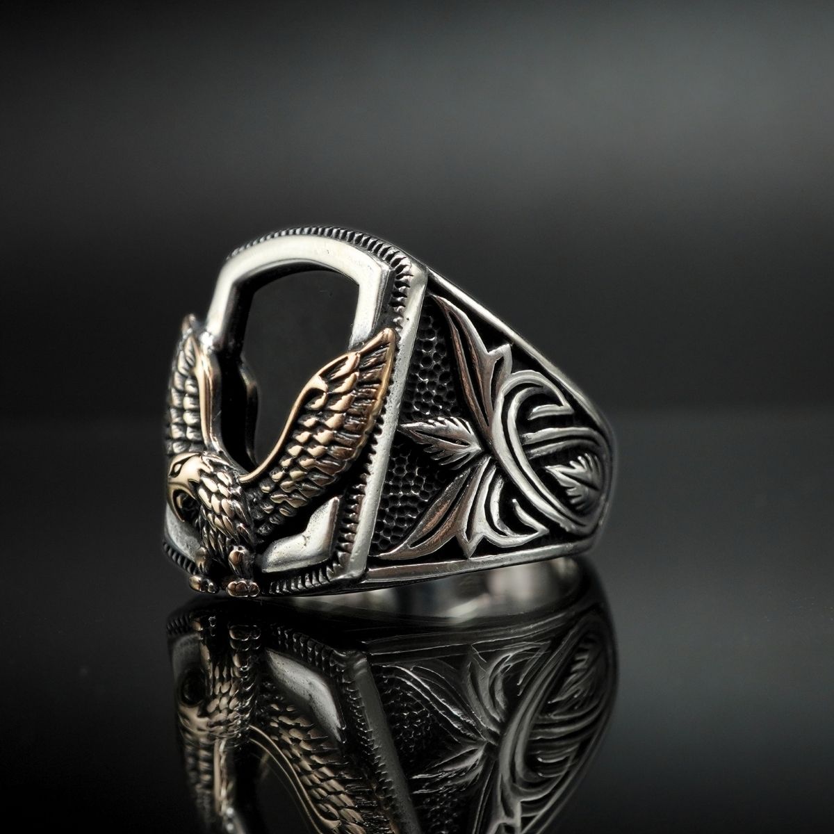 EAGLE ONYX STONE 925 STERLING SILVER RING