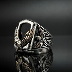 EAGLE ONYX STONE 925 STERLING SILVER RING