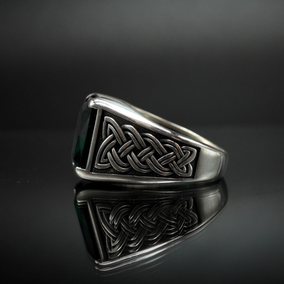 EMERALD GEMSTONE 925 STERLING SILVER HANDMADE RING FOR MEN