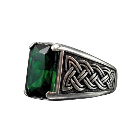 EMERALD GEMSTONE 925 STERLING SILVER HANDMADE RING FOR MEN