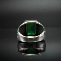 EMERALD GEMSTONE 925 STERLING SILVER HANDMADE RING FOR MEN