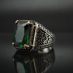 EMERALD HANDMADE 925 STERLING SILVER RING FOR MEN