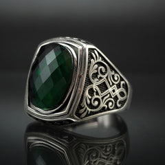 EMERALD GEMSTONE 925 STERLING SILVER HANDMADE RING
