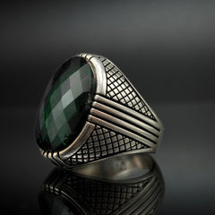 GREEN EMERALD GEMSTONE 925 STERLING SILVER HANDMADE RING