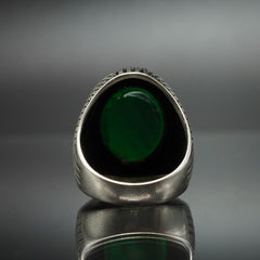 GREEN EMERALD GEMSTONE 925 STERLING SILVER HANDMADE RING