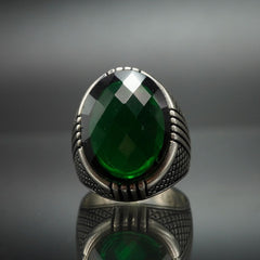 GREEN EMERALD GEMSTONE 925 STERLING SILVER HANDMADE RING