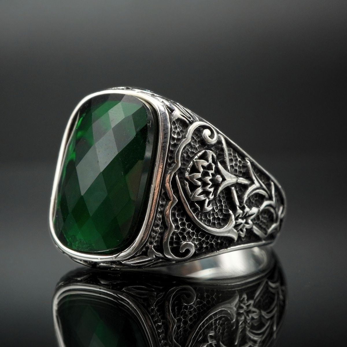 EMERALD 925 SILVER RING FOR MEN